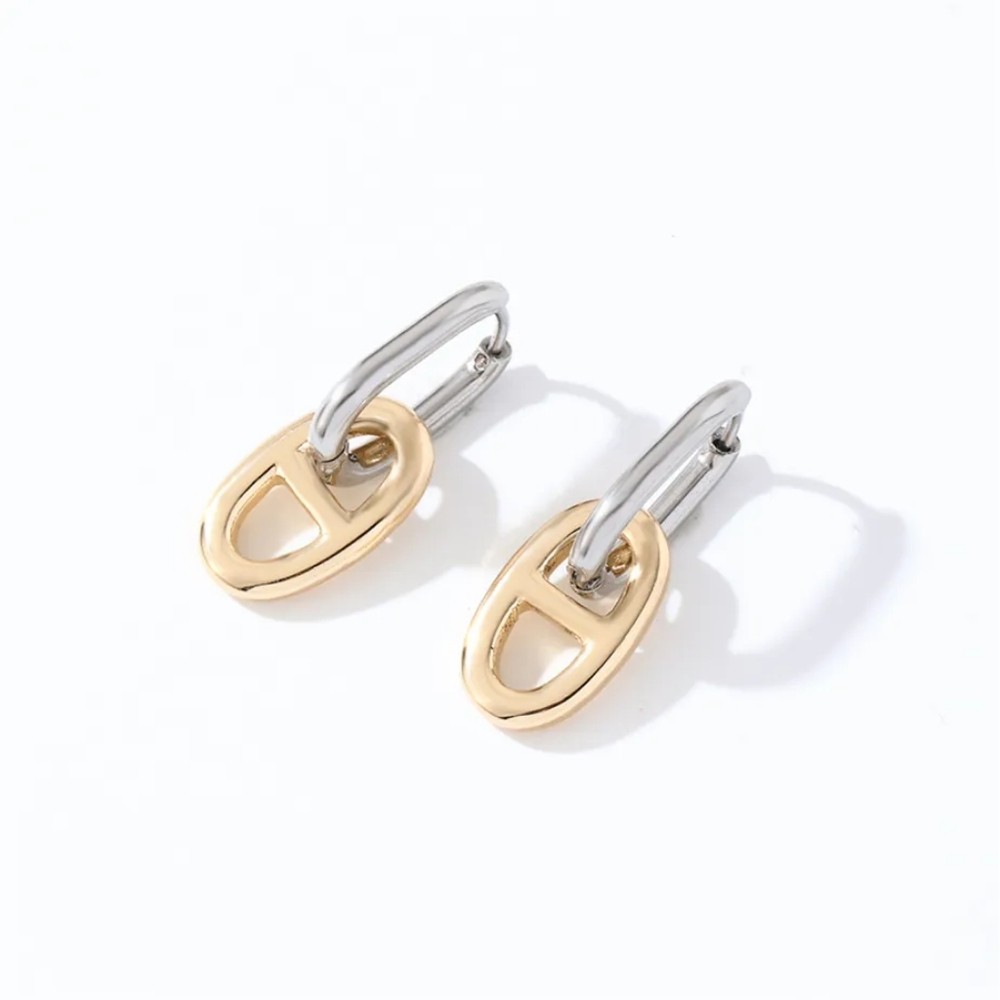 Two Tone Dangle Drop Earrings